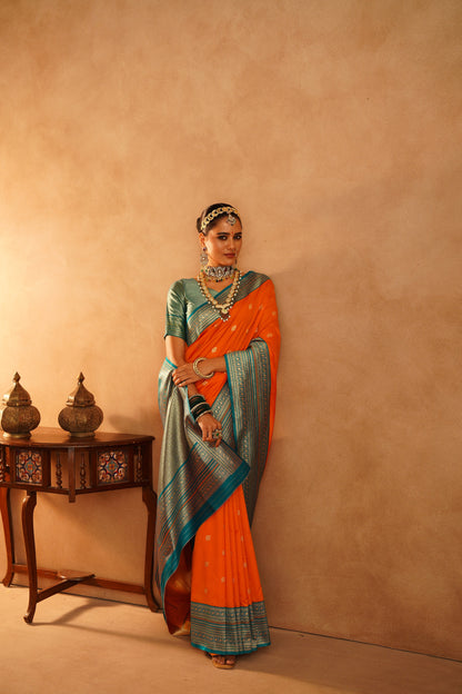 Premium semi paithani katan silk saree online shopping

