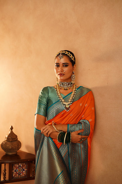 Premium semi paithani katan silk saree online shopping

