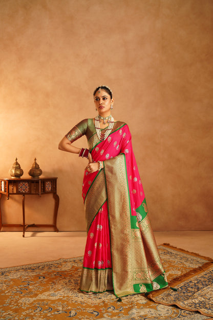 Bridal Katan Silk Saree with detailed craftsmanship

