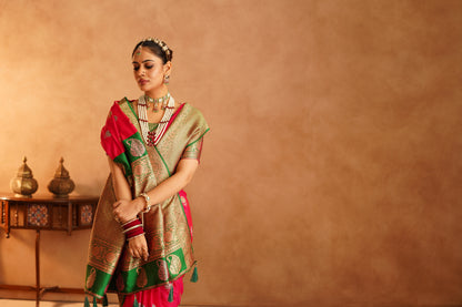 Bridal Katan Silk Saree with detailed craftsmanship

