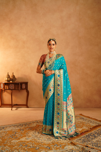 Paithni saree in vibrant colors for festive occasions