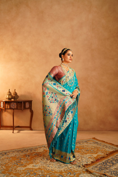 Paithni saree in vibrant colors for festive occasions