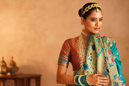 Paithni saree in vibrant colors for festive occasions