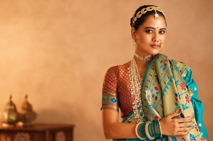 Paithni saree in vibrant colors for festive occasions