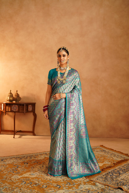 Traditional Dharmavaram silk saree with rich zari borders

