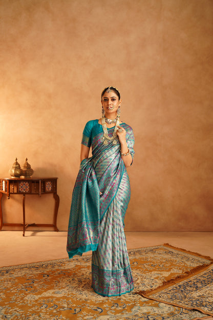 Traditional Dharmavaram silk saree with rich zari borders

