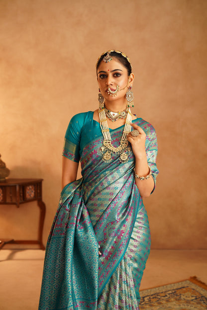 Traditional Dharmavaram silk saree with rich zari borders


