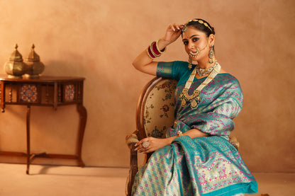 Traditional Dharmavaram silk saree with rich zari borders


