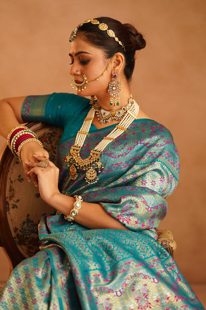 Traditional Dharmavaram silk saree with rich zari borders

