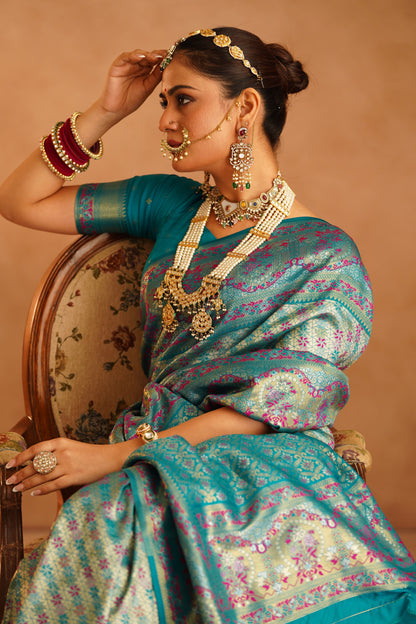 Traditional Dharmavaram silk saree with rich zari borders

