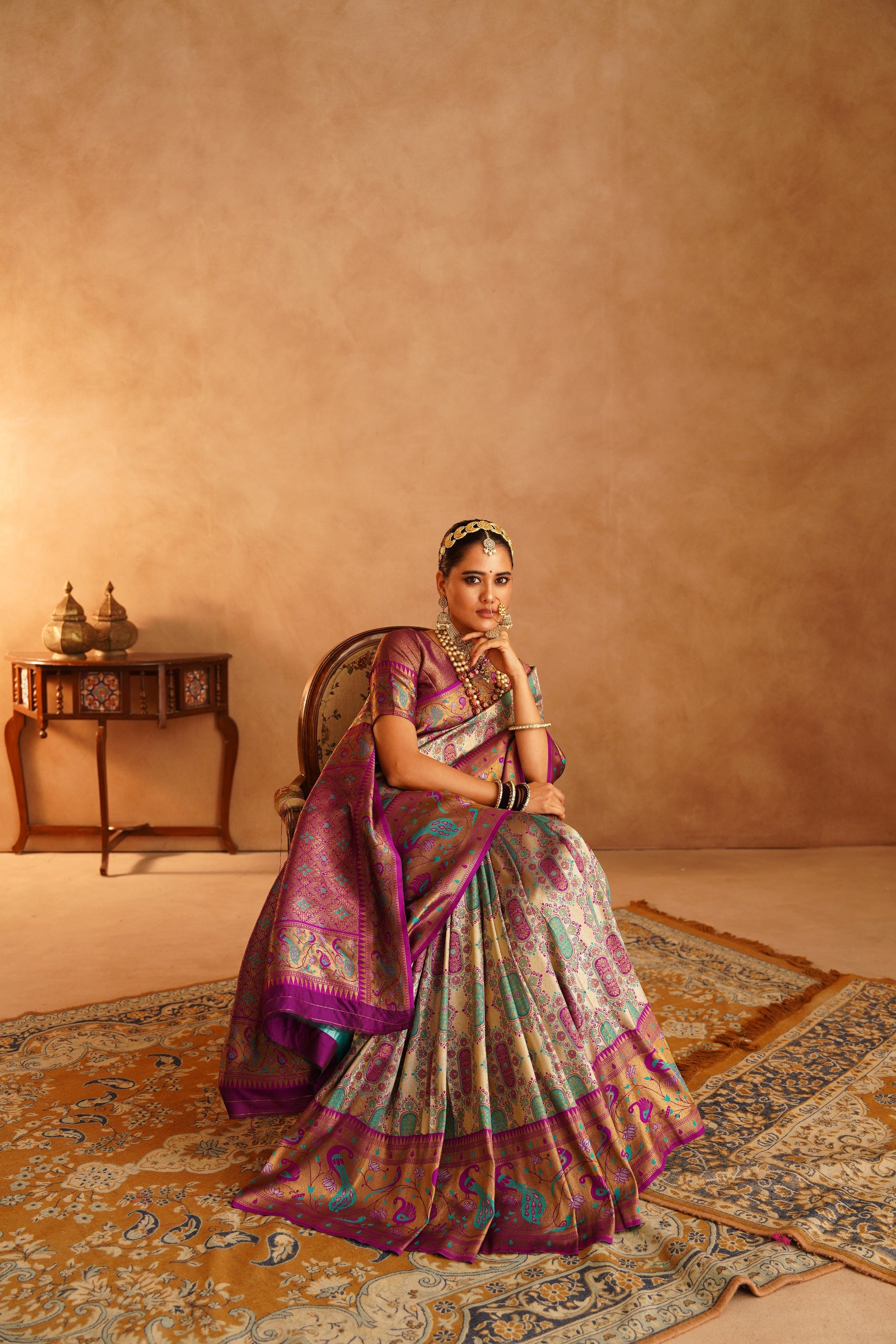 Dharmawaram Silk Saree with Nylon Jari & Intricate