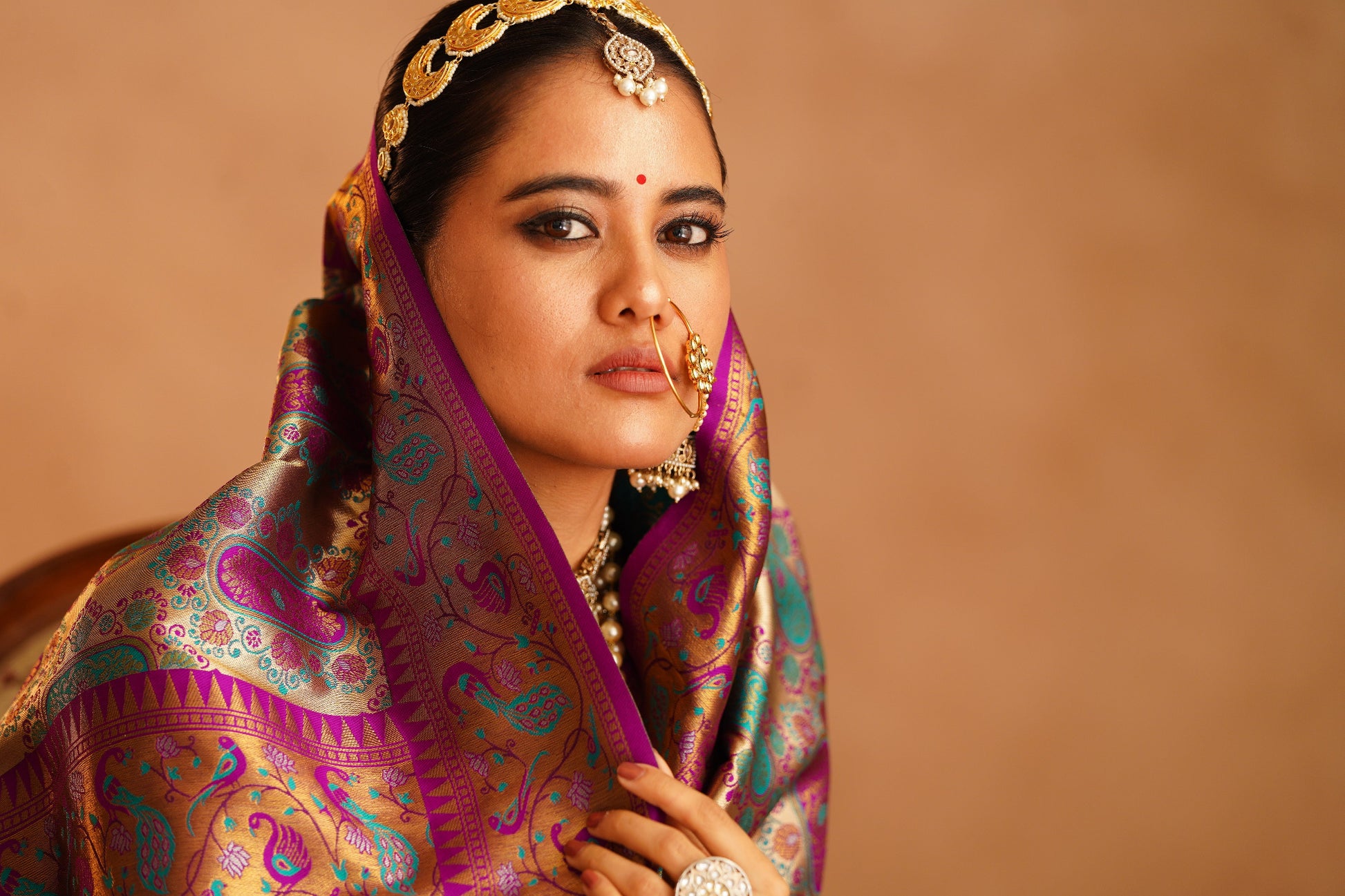 Dharmawaram Silk Saree with Nylon Jari & Intricate