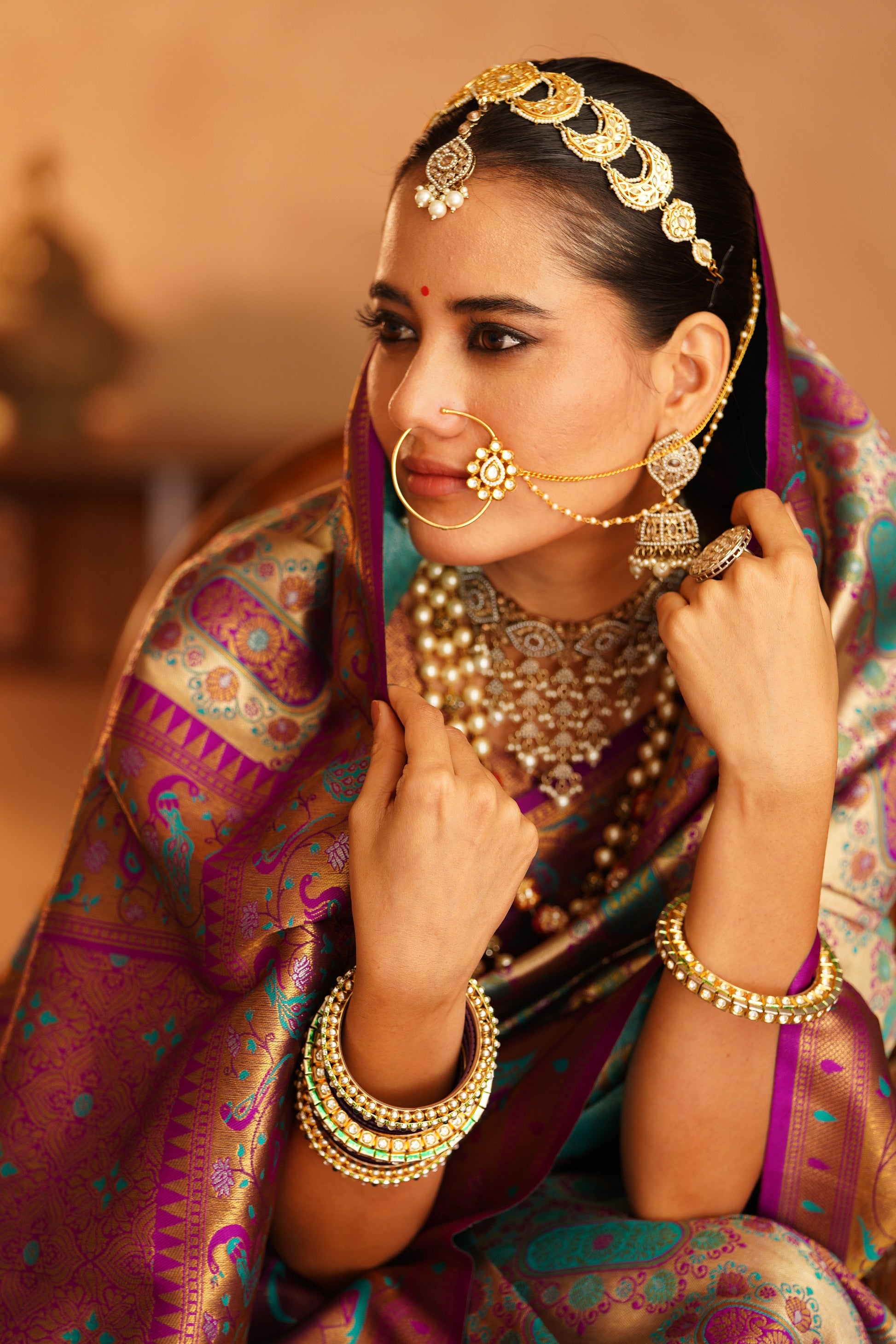 Dharmawaram Silk Saree with Nylon Jari & Intricate