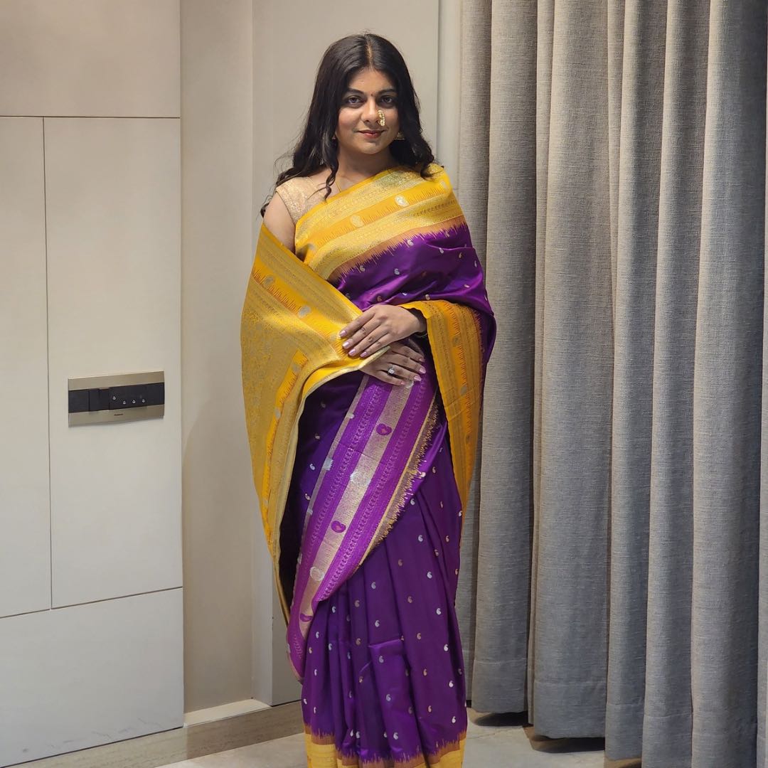 Anmol Jari & Silver Meenakari Purple Soft Silk Sarees – A Royal Touch - Jagmohini
