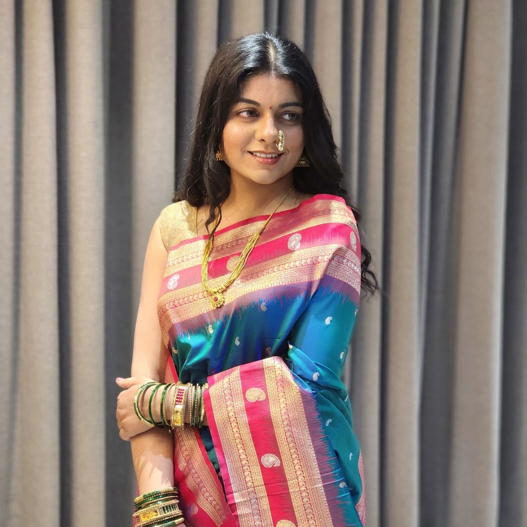 Luxurious Soft Silk Saree with Anmol Jari & Silver Meenakari - Jagmohini