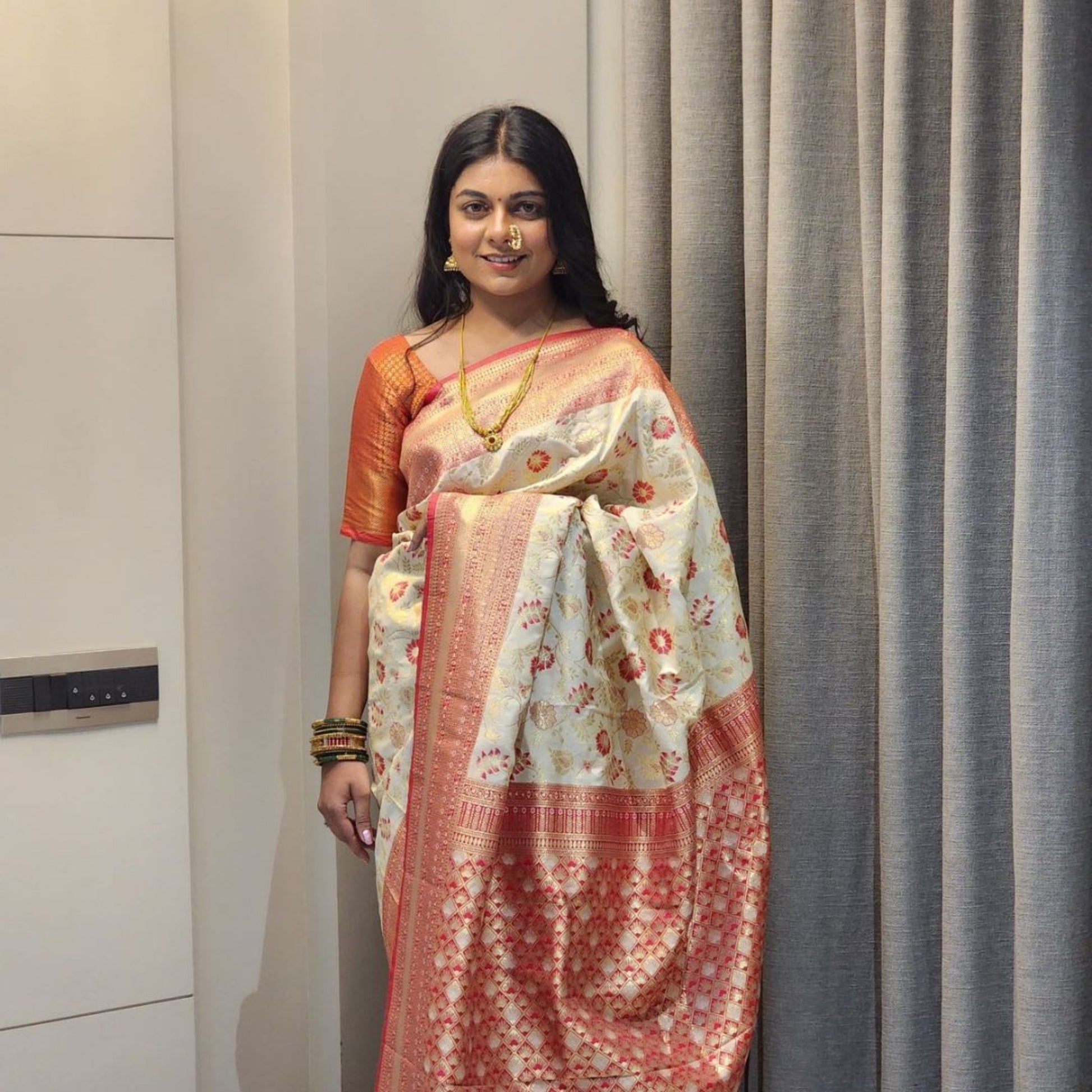 Authentic Soft Silk Sarees with Fine Silver Meenakari Work - Jagmohini