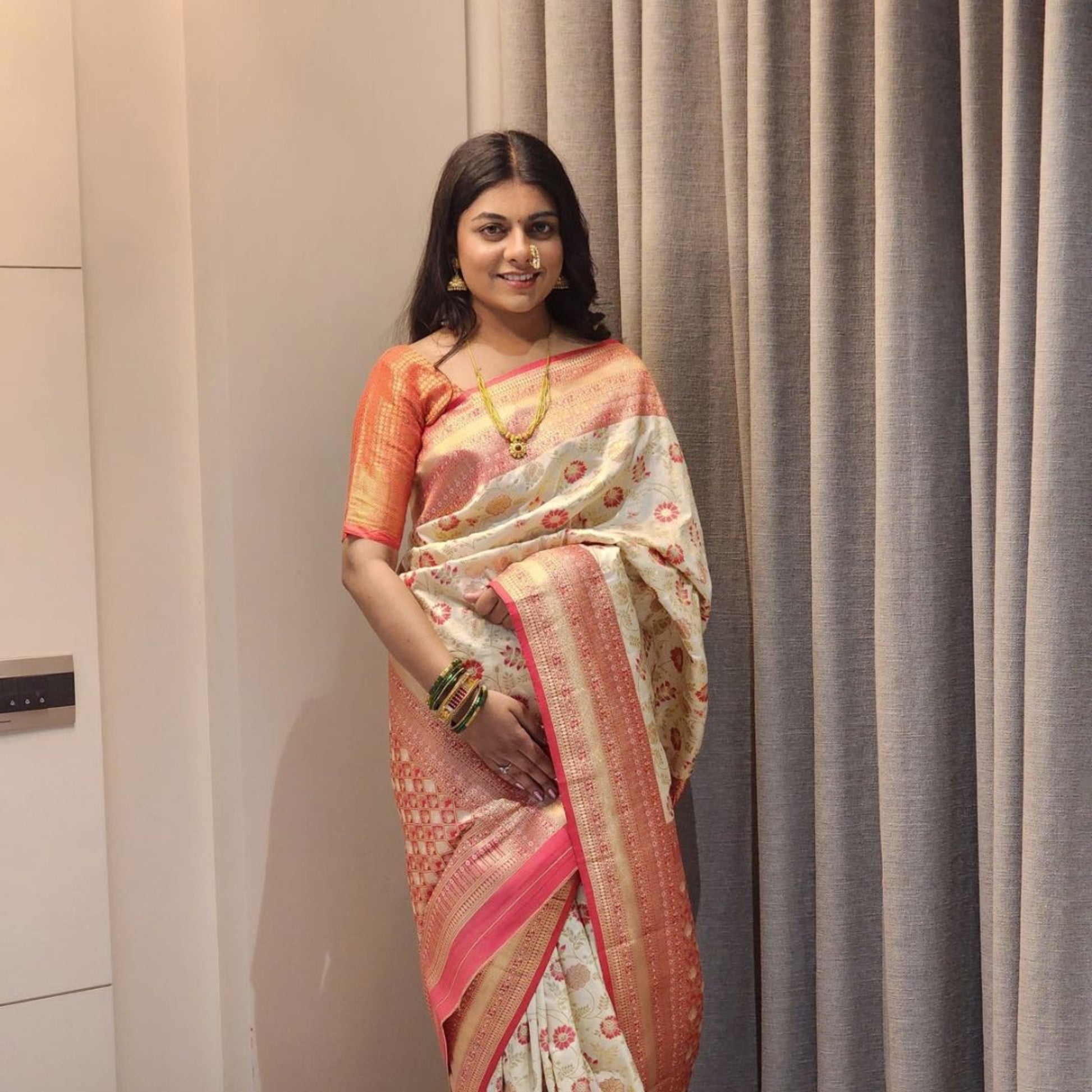 Authentic Soft Silk Sarees with Fine Silver Meenakari Work - Jagmohini