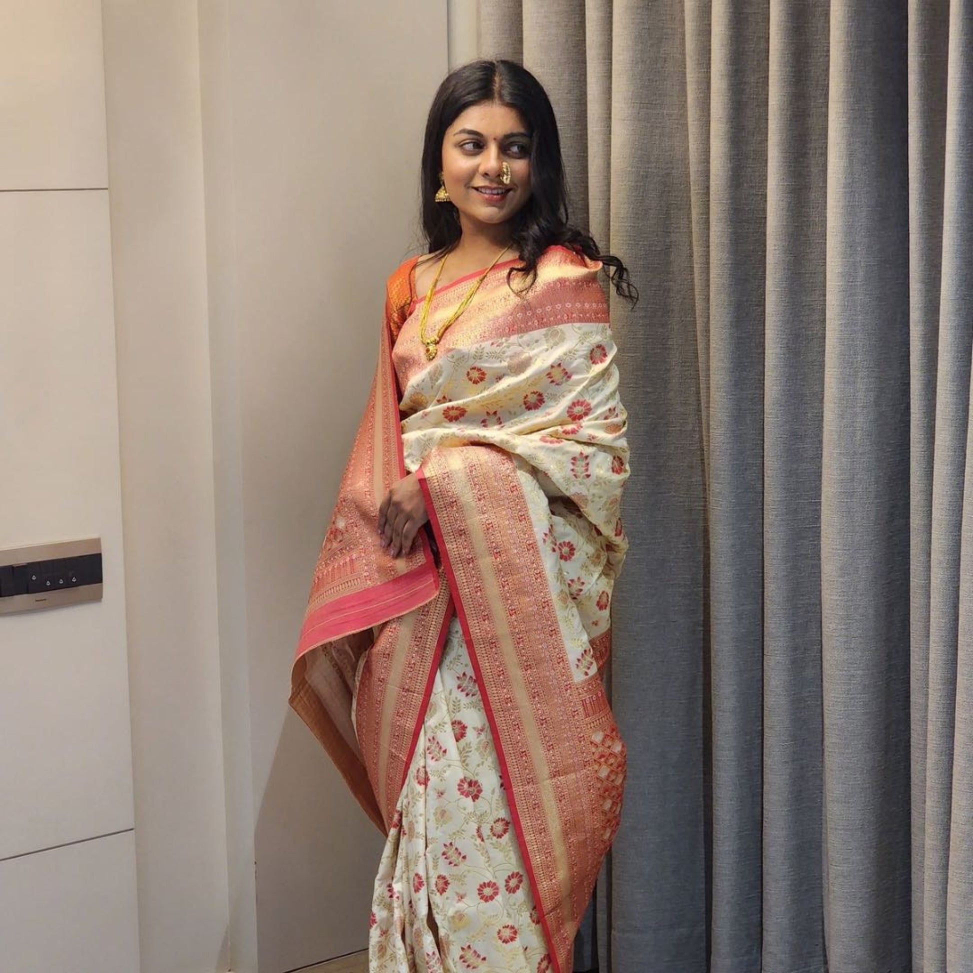 Authentic Soft Silk Sarees with Fine Silver Meenakari Work - Jagmohini