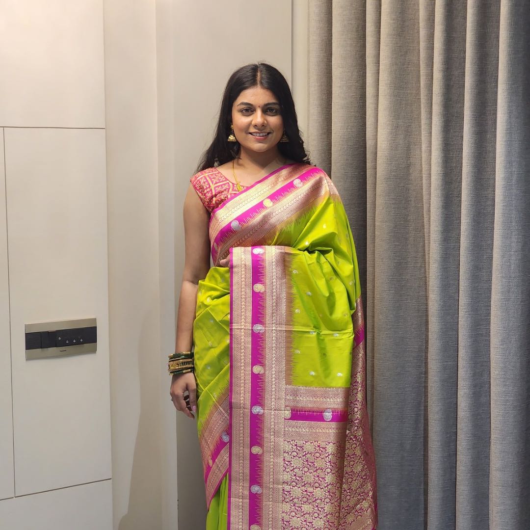 "Exquisite Soft Silk Sarees with Handwoven Anmol & Silver Jari" - Jagmohini
