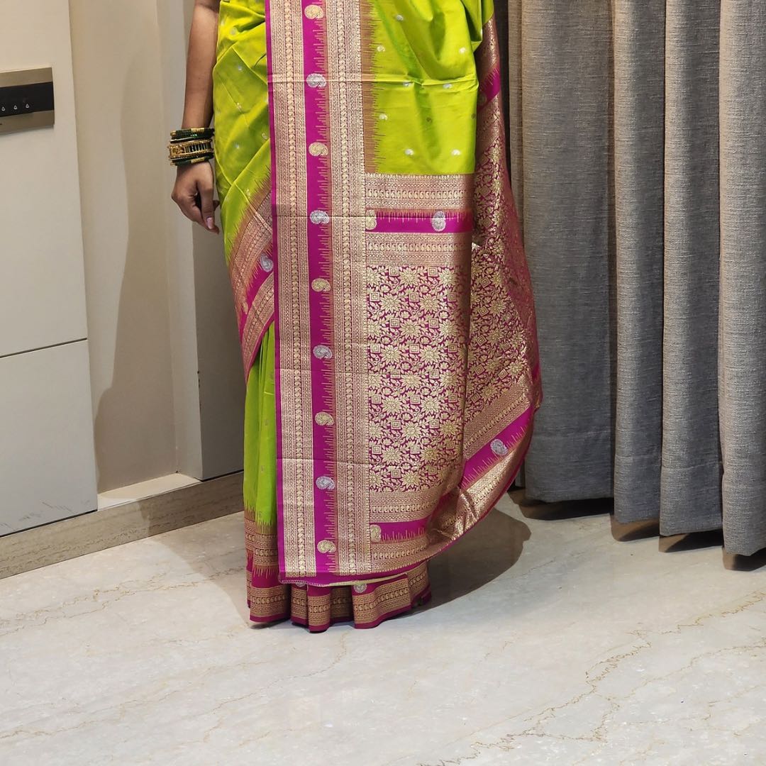 "Exquisite Soft Silk Sarees with Handwoven Anmol & Silver Jari" - Jagmohini