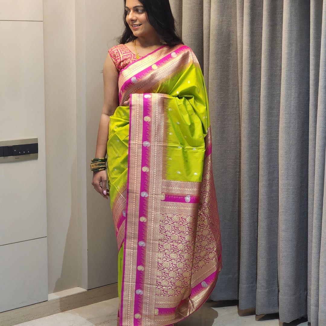 "Exquisite Soft Silk Sarees with Handwoven Anmol & Silver Jari" - Jagmohini