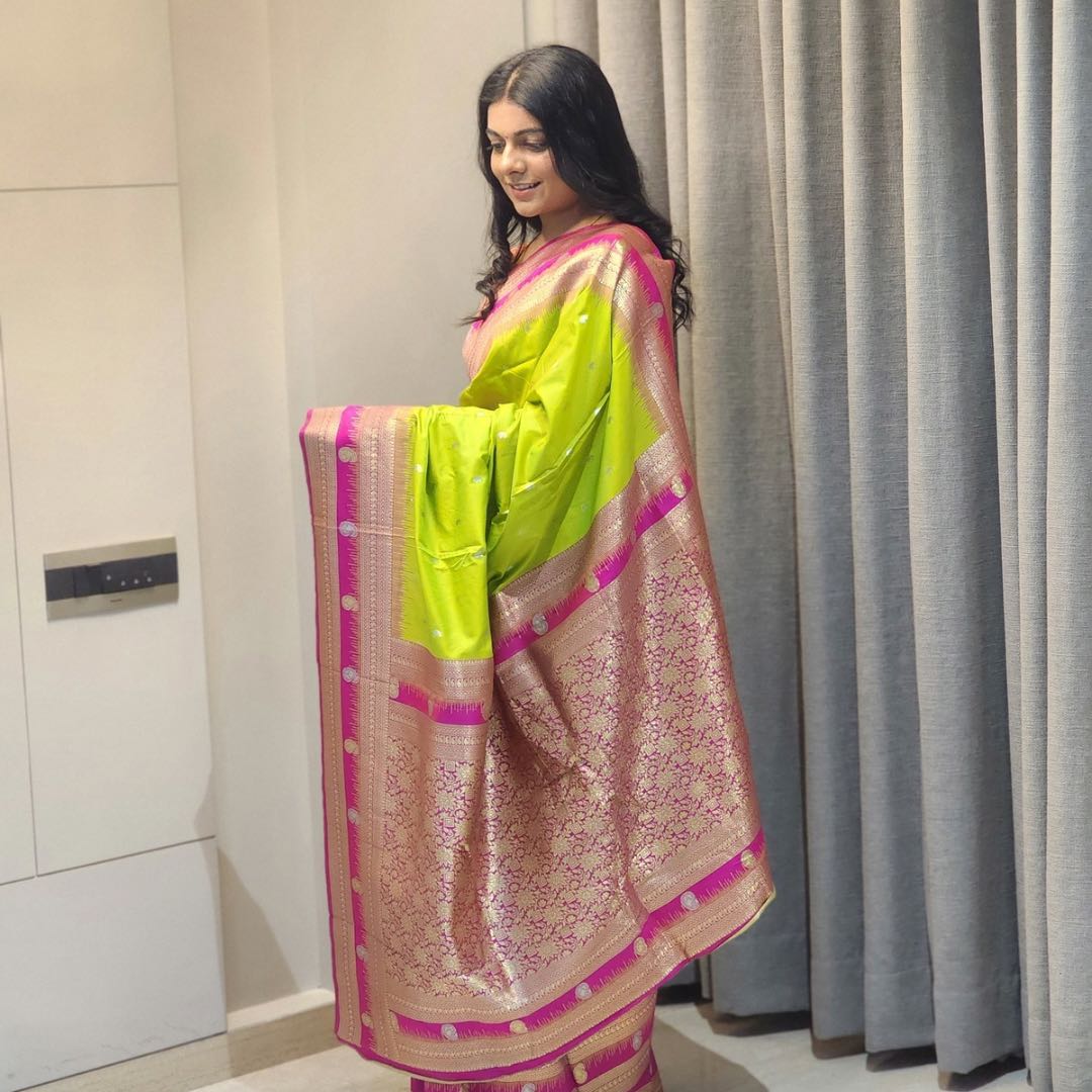 "Exquisite Soft Silk Sarees with Handwoven Anmol & Silver Jari" - Jagmohini