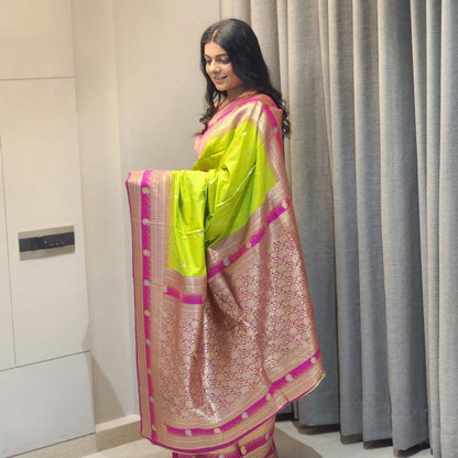 "Exquisite Soft Silk Sarees with Handwoven Anmol & Silver Jari" - Jagmohini