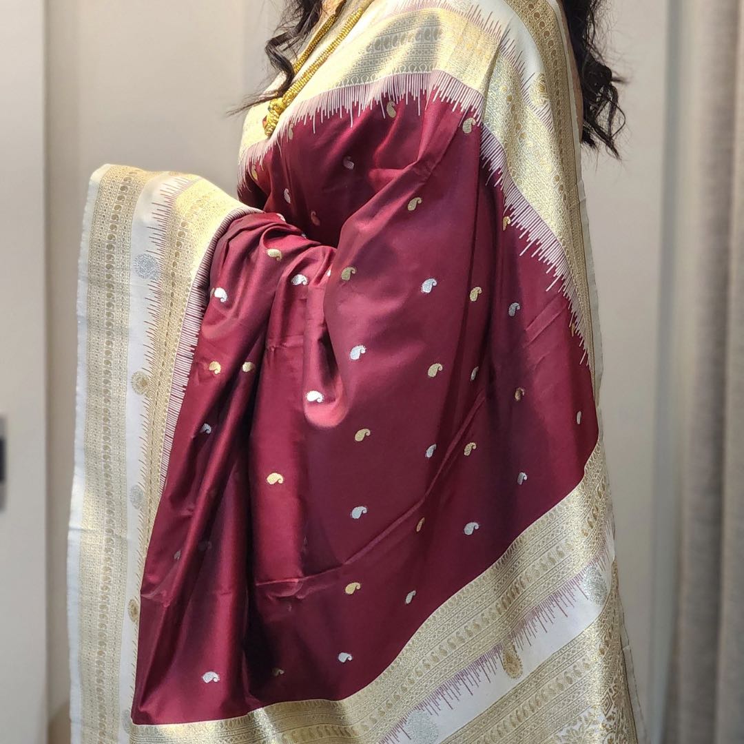 Graceful Soft Silk Sarees with Silver Jari Meenakari Embroidery - Jagmohini