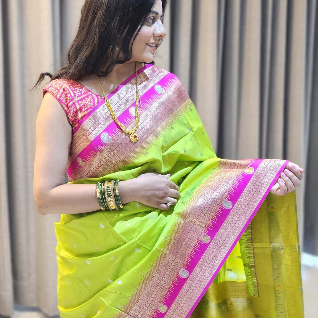 "Exquisite Soft Silk Sarees with Handwoven Anmol & Silver Jari" - Jagmohini