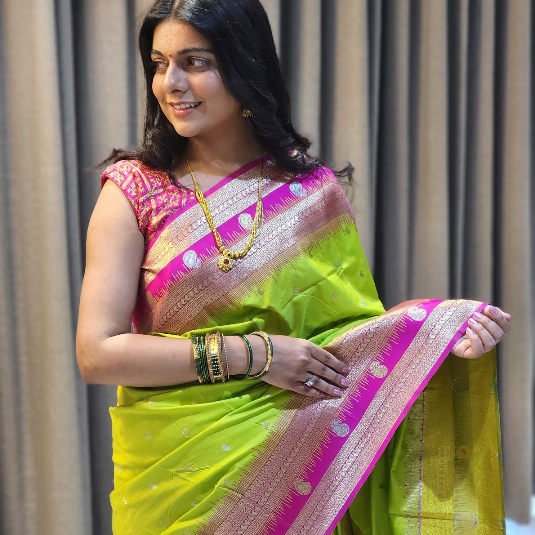 "Exquisite Soft Silk Sarees with Handwoven Anmol & Silver Jari" - Jagmohini