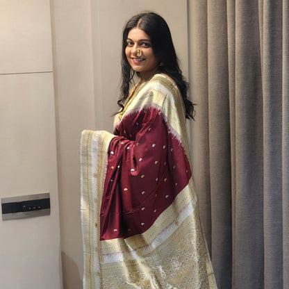 Graceful Soft Silk Sarees with Silver Jari Meenakari Embroidery - Jagmohini
